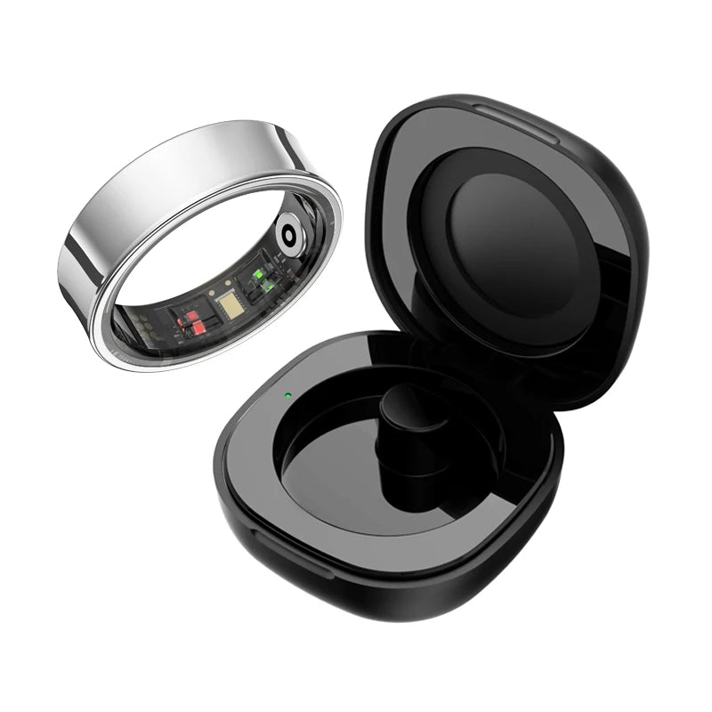 New R09 Smart Ring Men Women with Charging Case, Skin Temperature Health and Sleep Monitor 5ATM Waterproof For Andriod IOS Phone