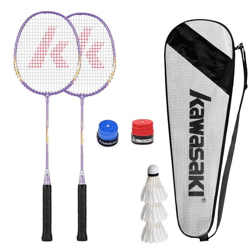 Kawasaki 1 Pair Of Badminton Racket 1U Aluminum Alloy Frame Badminton Racquet With String For Outdoor Entertainment UP-0182