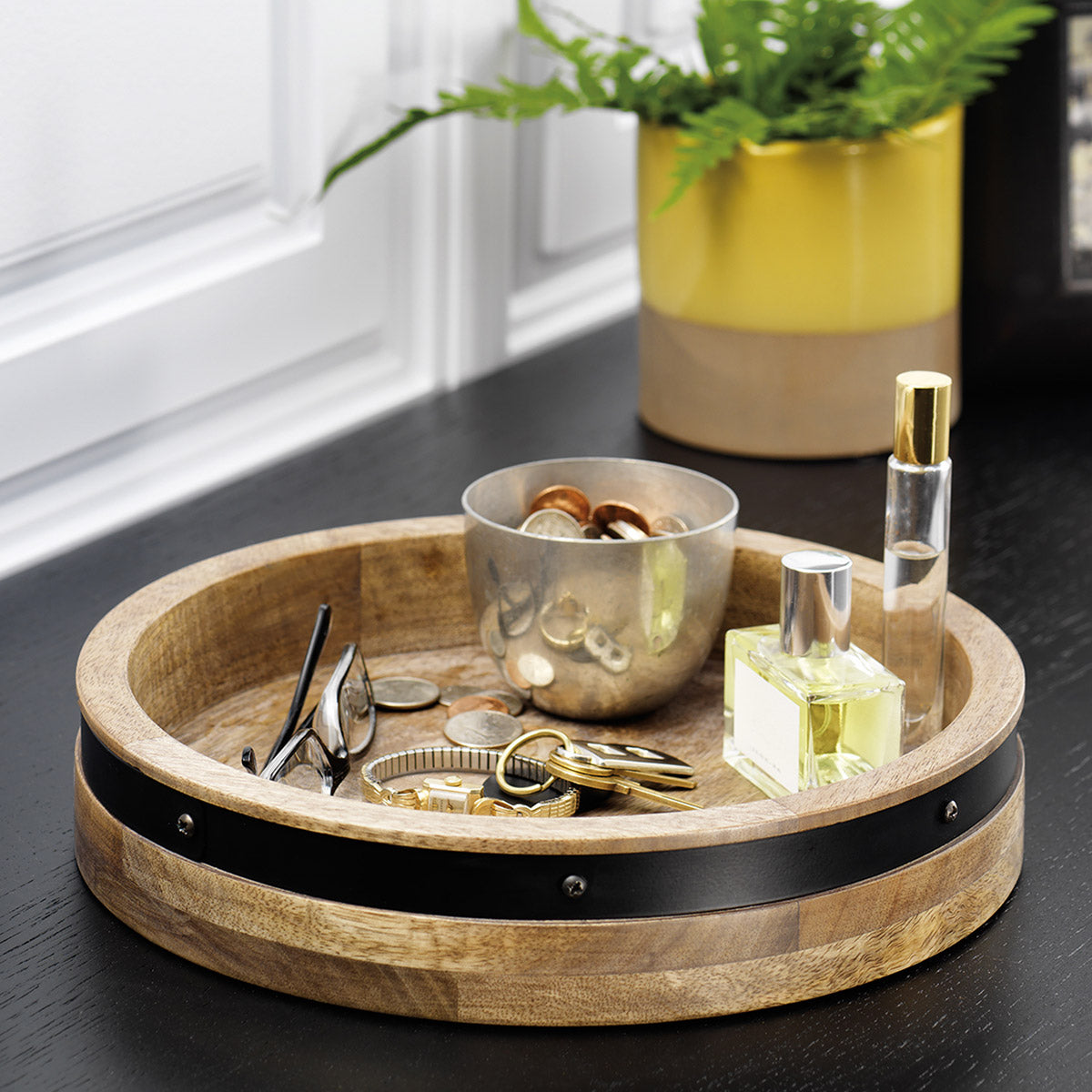 Vintage Mango Wood 2-Tier Lazy Susan