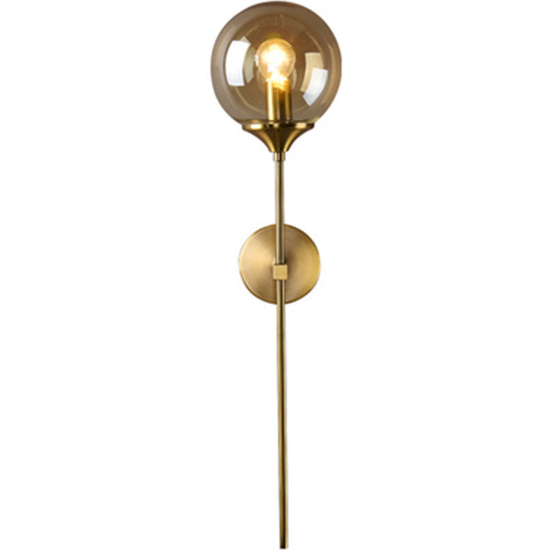 American Simple Glass Shade Bronze Metal Wall Lamp Hotel Villa Restaurant Aisle Staircase Corridor Wall Lamp