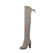 Over The Knee Boots PU leather Square High Heel Women Shoes