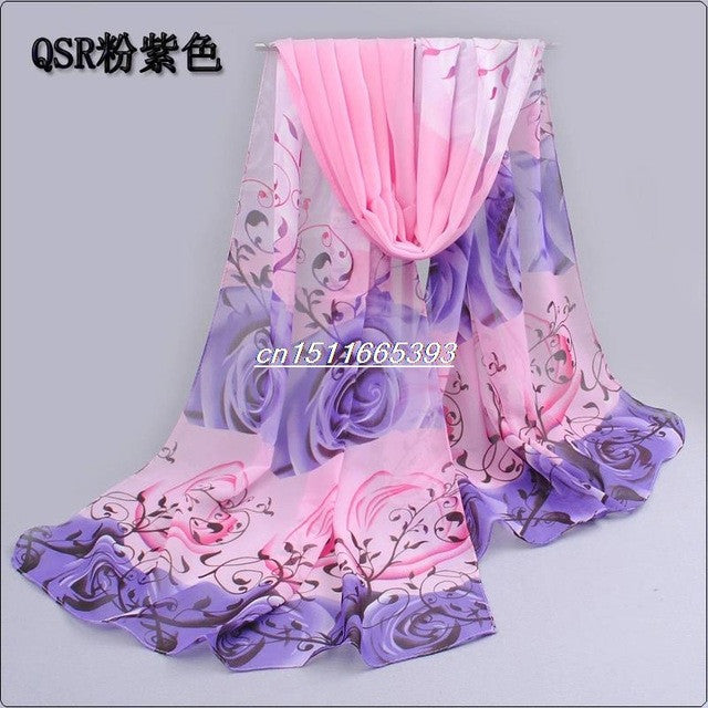 Cotton scarf with flowers printed chiffon polyester scarves for Beach