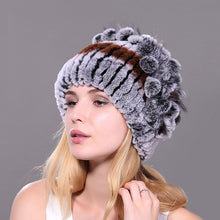 RUIHU Women Rex Rabbit + Fox Fur Hat Female Genuine Winter Women Fur Caps Lady Headgear Beanies For Russia skullies RHM710